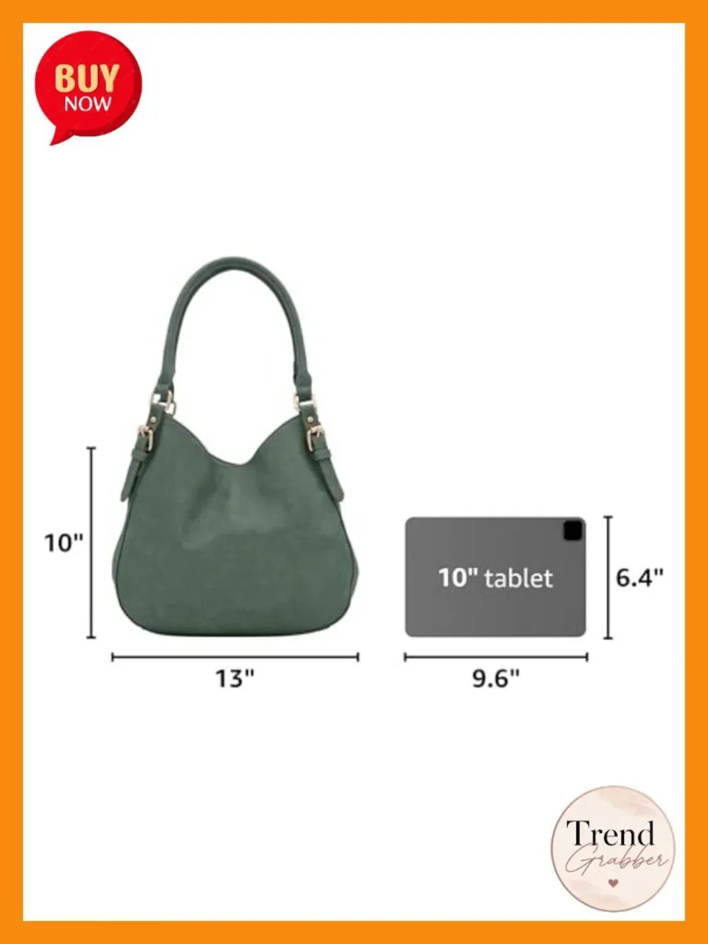 Lightweight 3 Compartment Faux Leather Medium Hobo Bag